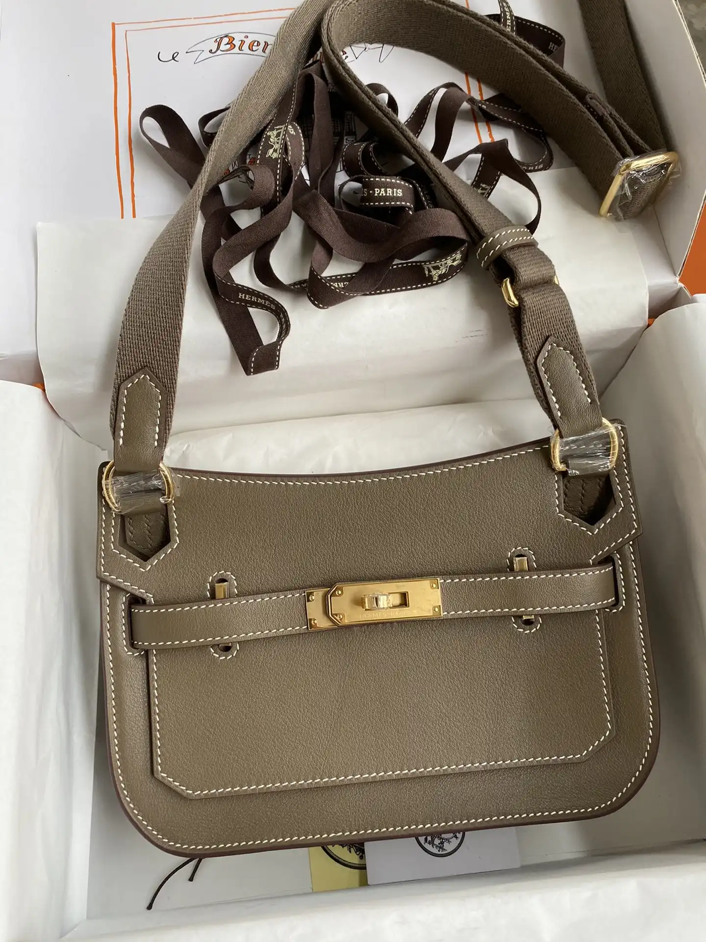 Hermes Jypsiere Mini Bag in Swift Leather Gris Meyer 0129