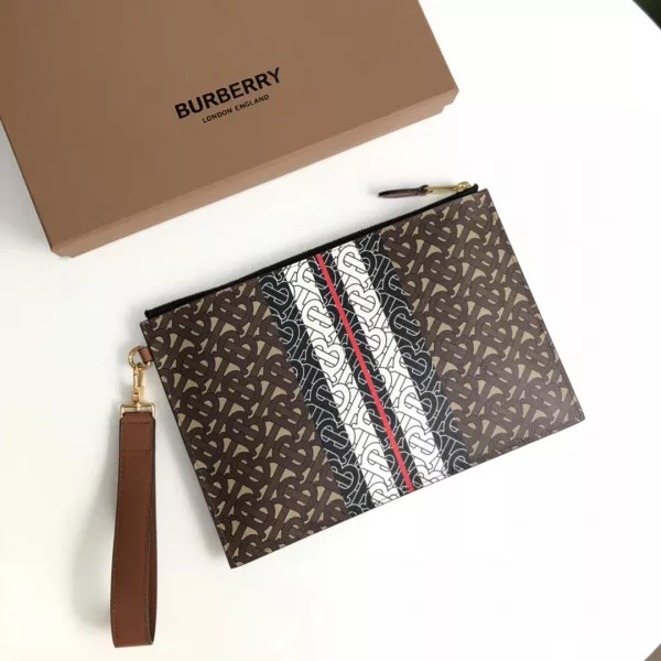 OldCobbler BURBERRY TMONOGRAM STRIPE PRINT E-CANVAS ZIP POUCH 0121