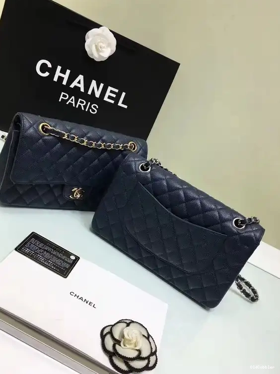 OldCobbler Leather Bag Hardware CHANEL royalblue with Flap Gold 2.55 1112 Calfskin Large 0228