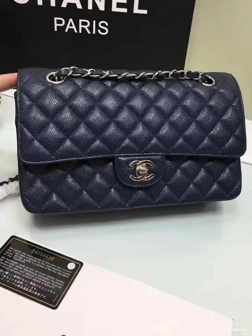 OldCobbler Leather Bag Hardware CHANEL royalblue with Flap Gold 2.55 1112 Calfskin Large 0228