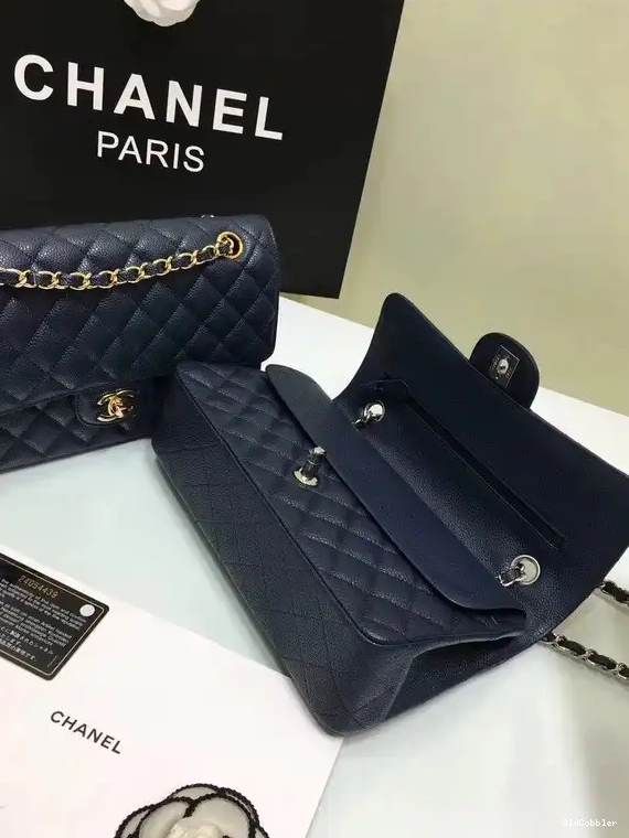 OldCobbler Leather Bag Hardware CHANEL royalblue with Flap Gold 2.55 1112 Calfskin Large 0228