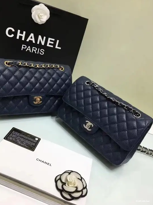 OldCobbler Leather Bag Hardware CHANEL royalblue with Flap Gold 2.55 1112 Calfskin Large 0228