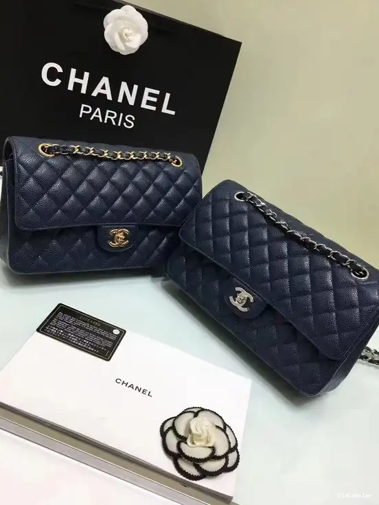 Leather Bag Hardware CHANEL royalblue with Flap Gold 2.55 1112 Calfskin Large 0228